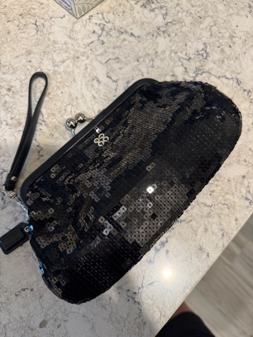 Coach Black Sequin Frame Clutch - Picture 3 of 6